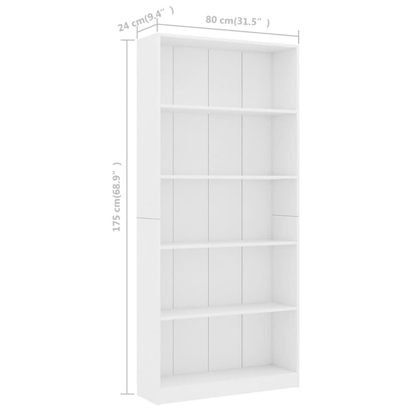Weißes Bücherregal mit 5 Fächern