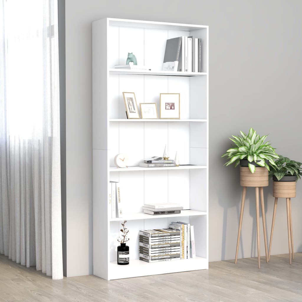 Weißes Bücherregal mit 5 Fächern