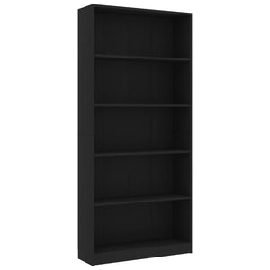 Schwarzes Bücherregal mit 5 Fächern