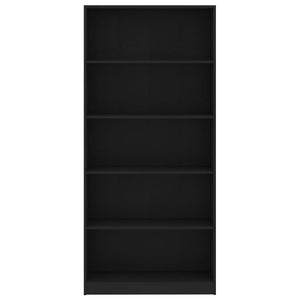 Schwarzes Bücherregal mit 5 Fächern