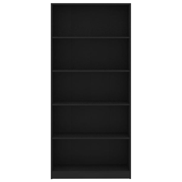 Schwarzes Bücherregal mit 5 Fächern