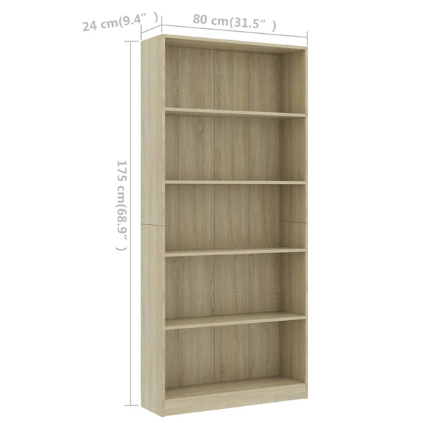 Bücherregal Sonoma Eiche 80x24x175 cm