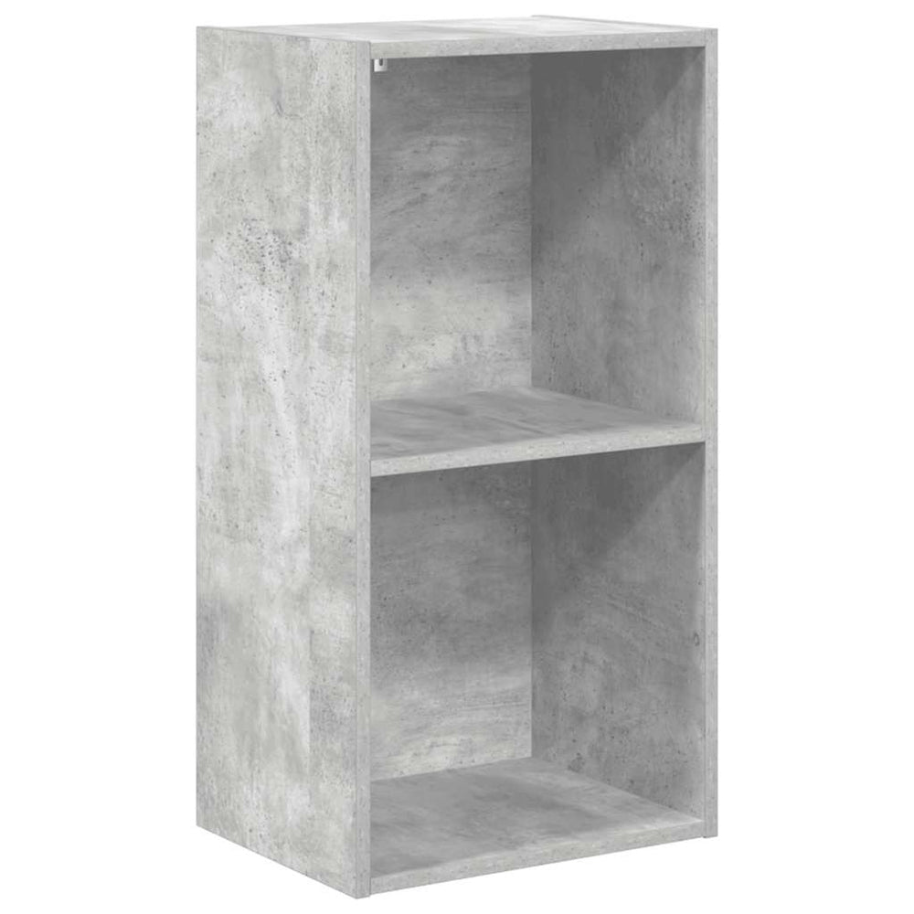 Betongraues Bücherregal mit 2 Fächern