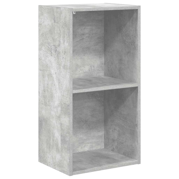 Betongraues Bücherregal mit 2 Fächern