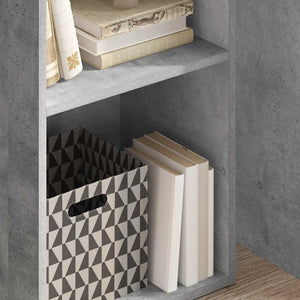 Betongraues Bücherregal mit 2 Fächern
