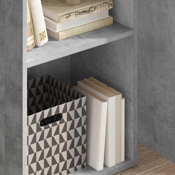 Betongraues Bücherregal mit 2 Fächern
