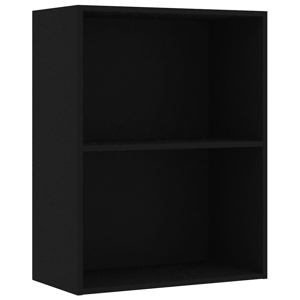 Schwarzes Bücherregal mit 2 Fächern