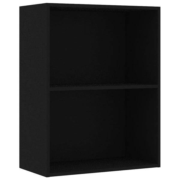 Schwarzes Bücherregal mit 2 Fächern