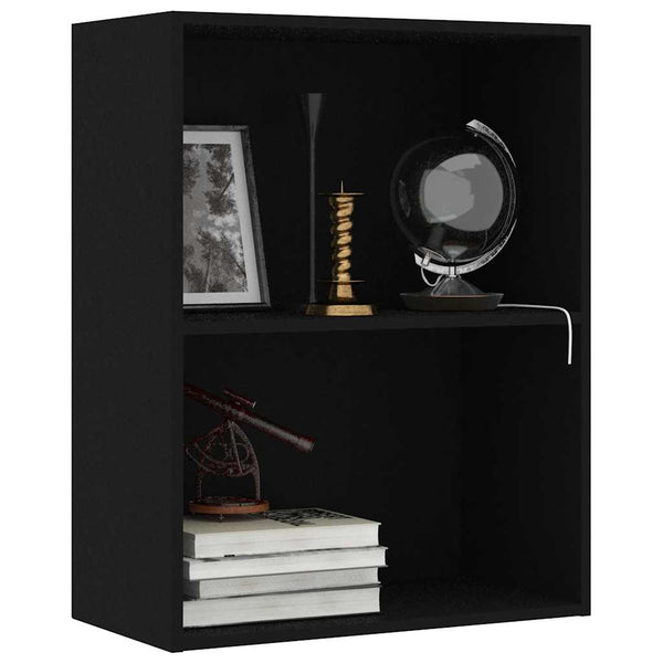 Schwarzes Bücherregal mit 2 Fächern