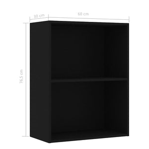 Schwarzes Bücherregal mit 2 Fächern