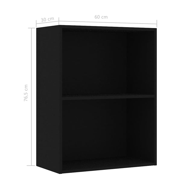 Schwarzes Bücherregal mit 2 Fächern