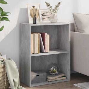 Betongraues Bücherregal mit 2 Fächern