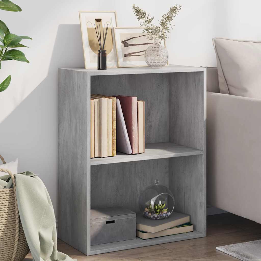 Betongraues Bücherregal mit 2 Fächern