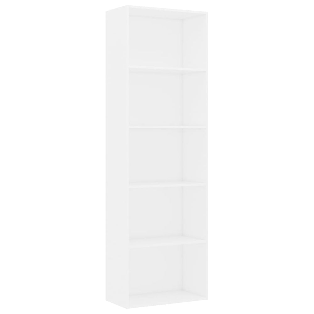 Bücherregal Weiß, 5 Fächer, 60x189 cm