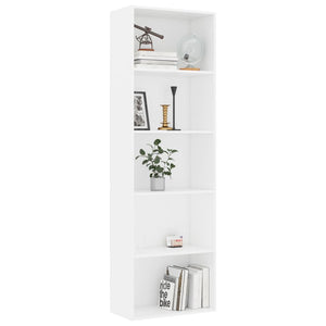 Bücherregal Weiß, 5 Fächer, 60x189 cm