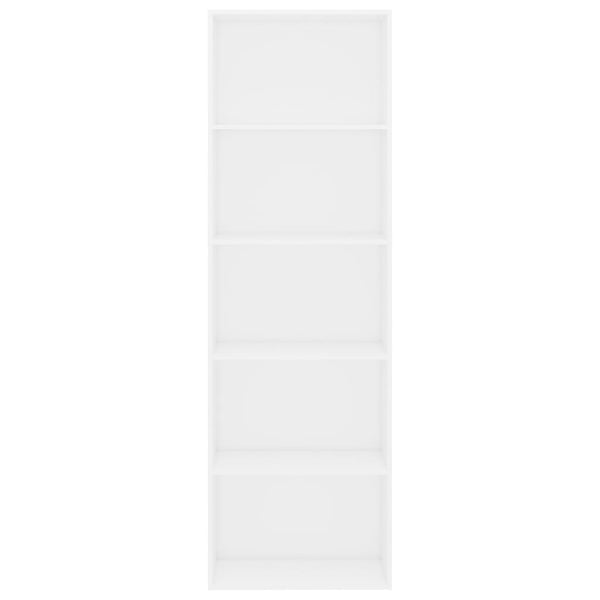Bücherregal Weiß, 5 Fächer, 60x189 cm