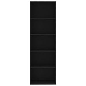 Schwarzes Bücherregal mit 5 Fächern