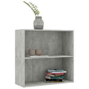 Betongraues Bücherregal mit 2 Fächern