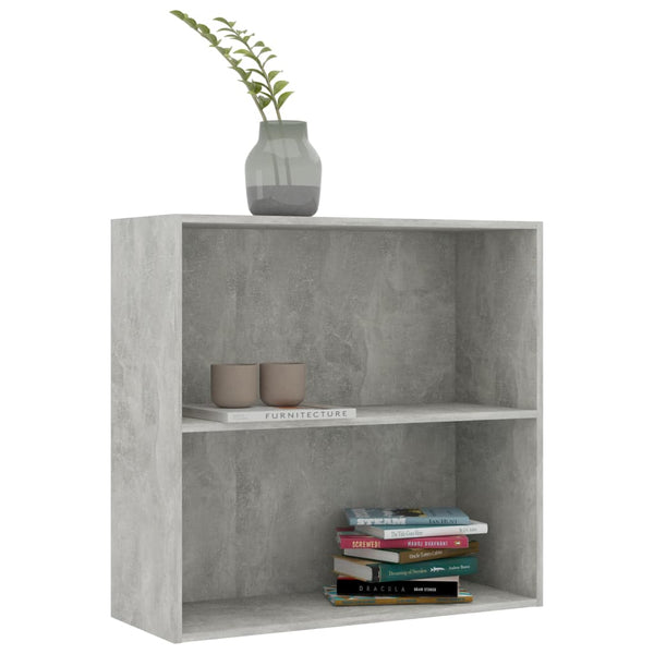 Betongraues Bücherregal mit 2 Fächern