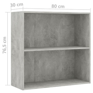 Betongraues Bücherregal mit 2 Fächern