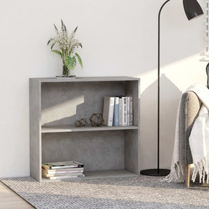 Betongraues Bücherregal mit 2 Fächern