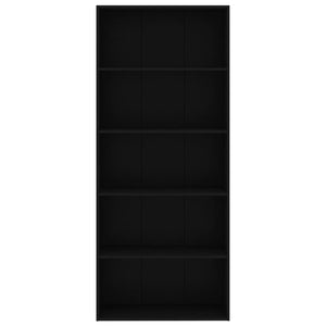 Schwarzes Bücherregal mit 5 Fächern