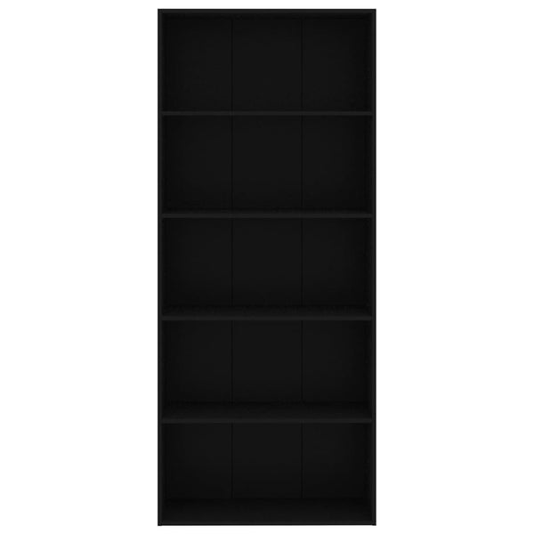 Schwarzes Bücherregal mit 5 Fächern