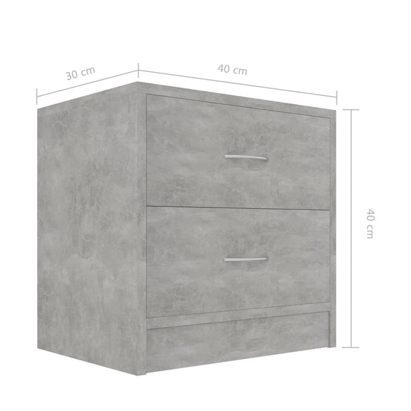 Nachttische 2er Set Betongrau 40x40 cm