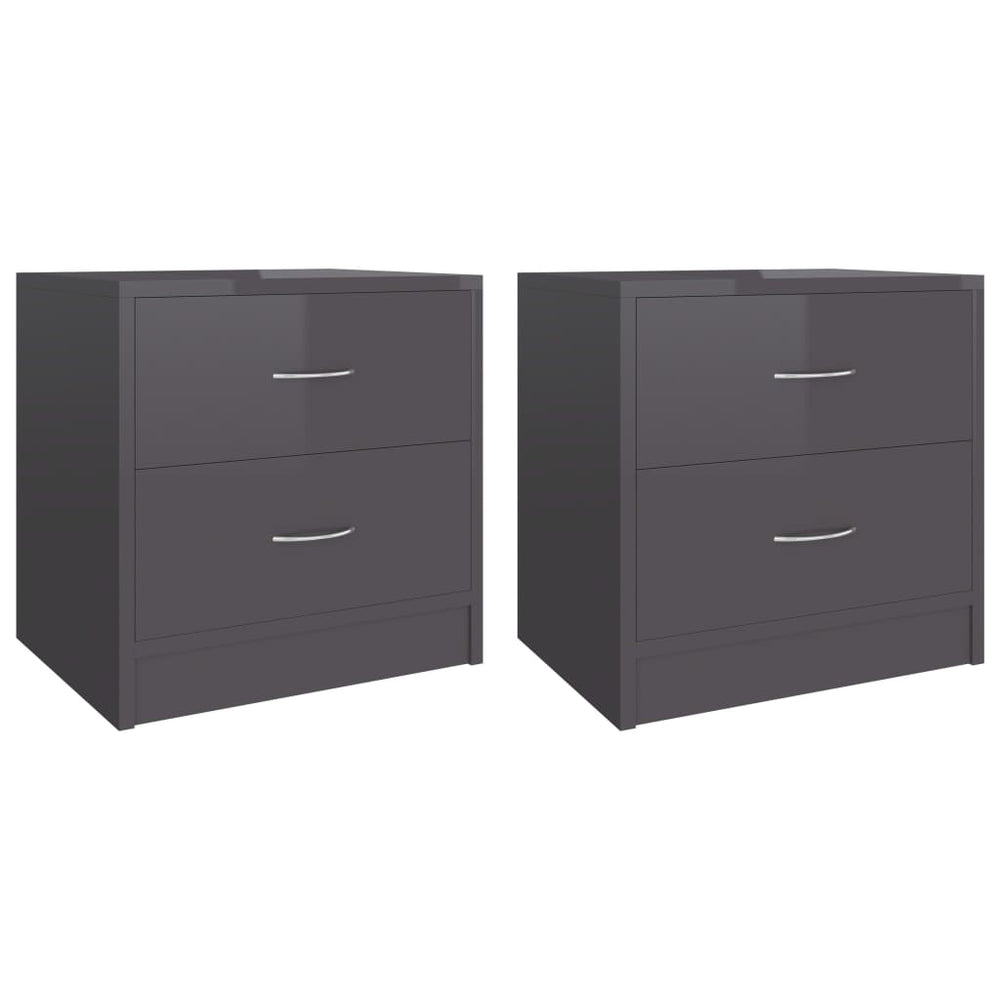 Nachttische Grau Hochglanz, 2er Set