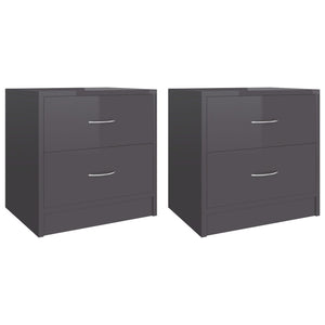 Nachttische Grau Hochglanz, 2er Set