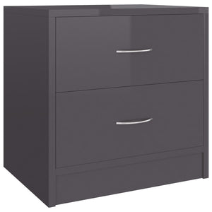 Nachttische Grau Hochglanz, 2er Set