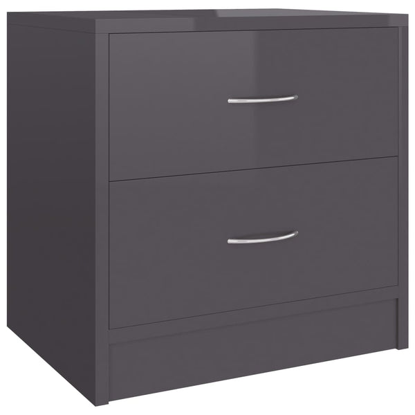 Nachttische Grau Hochglanz, 2er Set