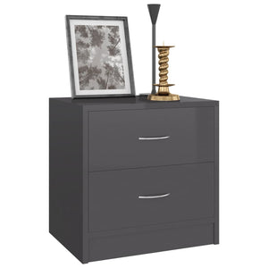 Nachttische Grau Hochglanz, 2er Set