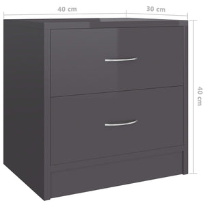 Nachttische Grau Hochglanz, 2er Set