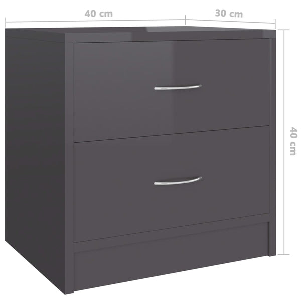 Nachttische Grau Hochglanz, 2er Set