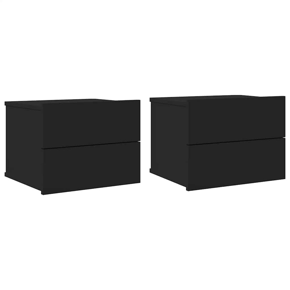Nachttische Schwarz 2er Set Holz