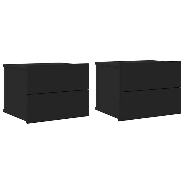 Nachttische Schwarz 2er Set Holz