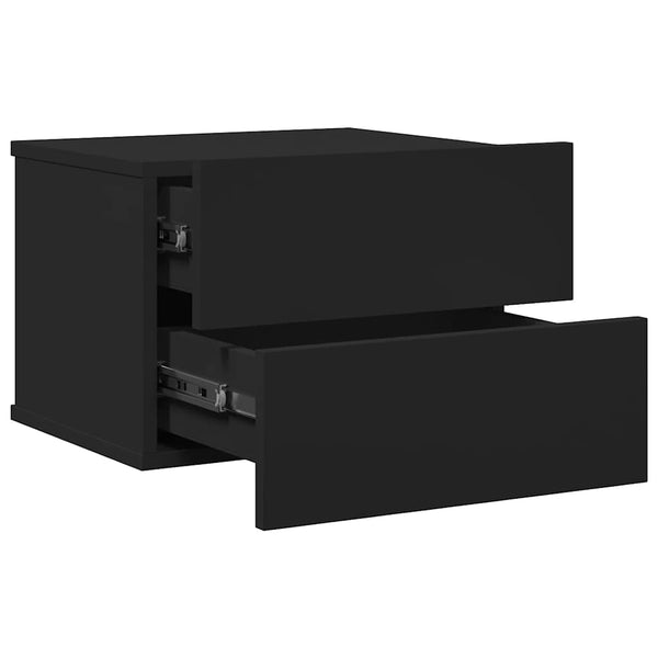 Nachttische Schwarz 2er Set Holz
