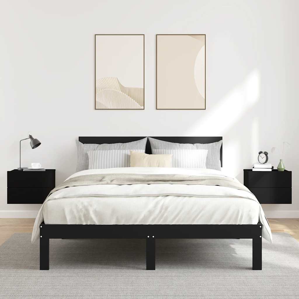 Nachttische Schwarz 2er Set Holz