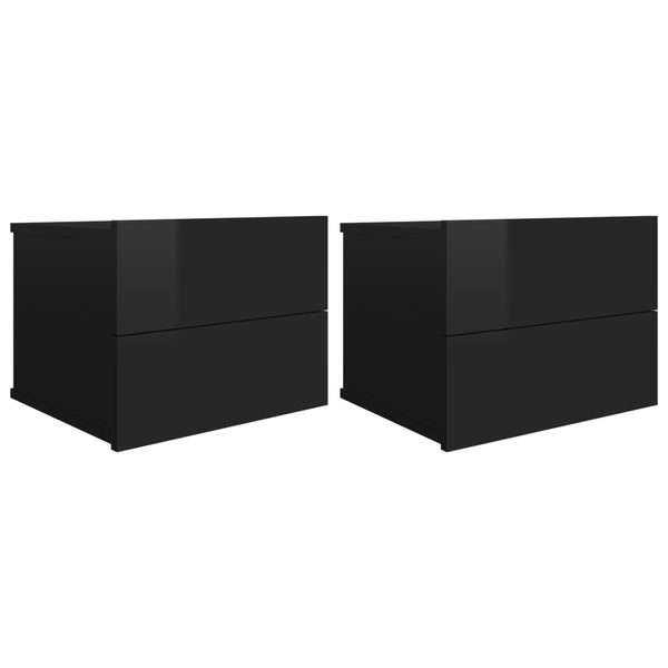 Nachttische Schwarz Hochglanz, 2er-Set
