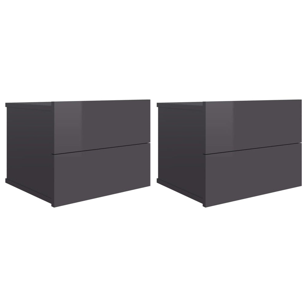 Nachttische Grau Hochglanz 40x30 cm, 2er-Set