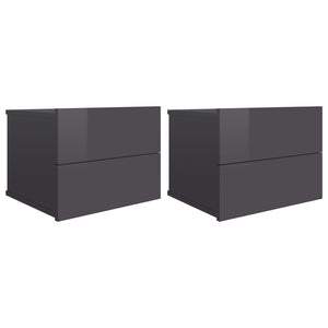 Nachttische Grau Hochglanz 40x30 cm, 2er-Set