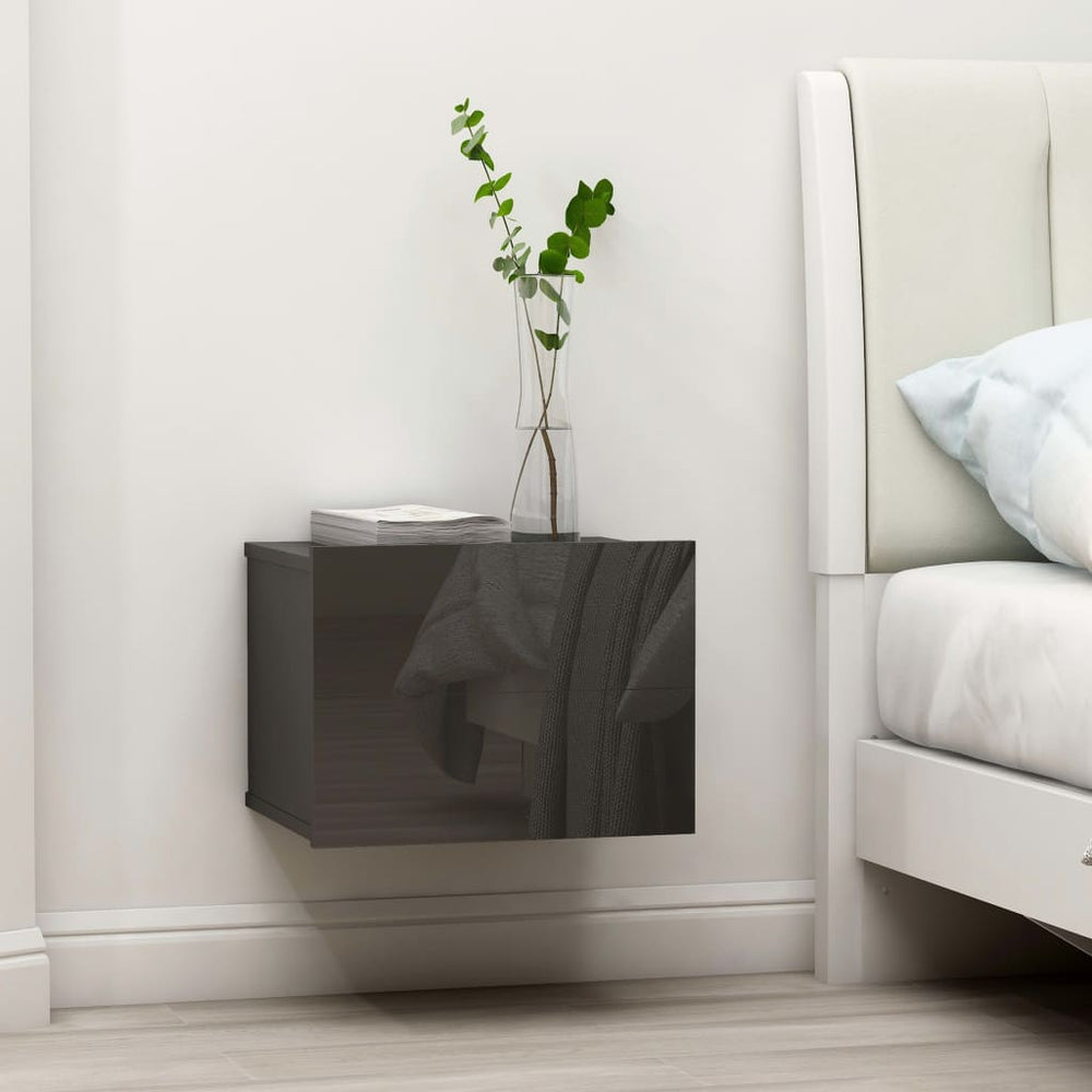 Nachttische Grau Hochglanz 40x30 cm, 2er-Set