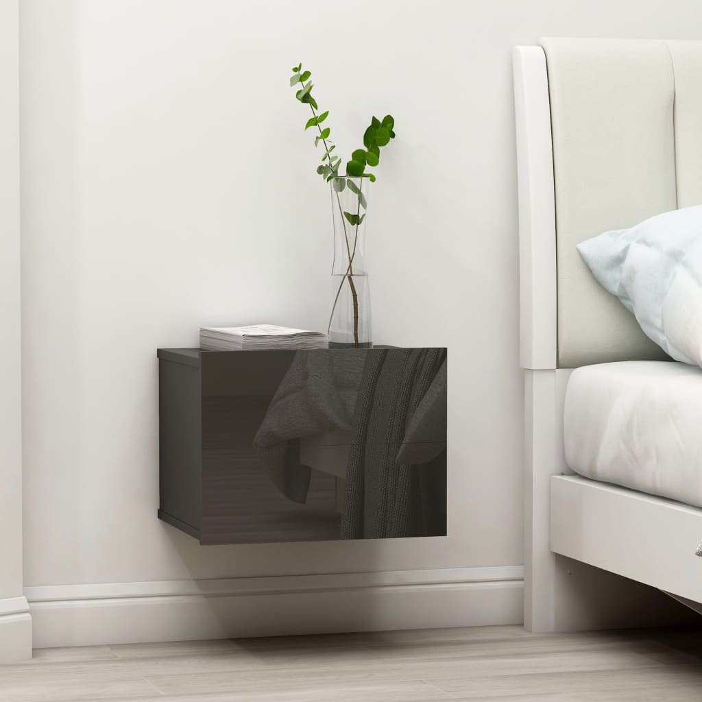 Nachttische Grau Hochglanz 40x30 cm, 2er-Set