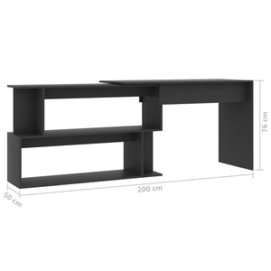 Eckschreibtisch Grau 200 cm