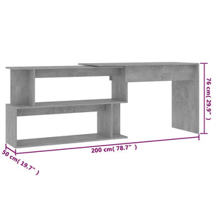 Eckschreibtisch Betongrau 200 cm