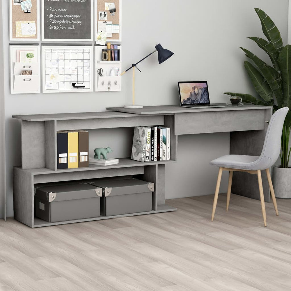 Eckschreibtisch Betongrau 200 cm