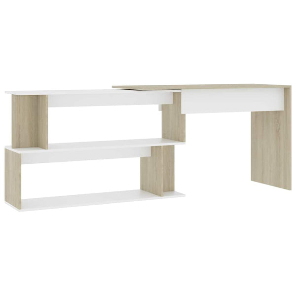 Eckschreibtisch Weiß Sonoma-Eiche 200 cm