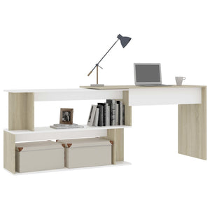 Eckschreibtisch Weiß Sonoma-Eiche 200 cm