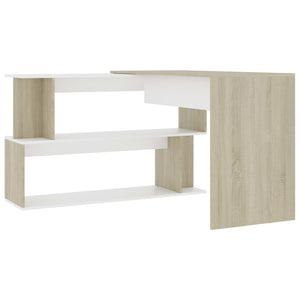Eckschreibtisch Weiß Sonoma-Eiche 200 cm